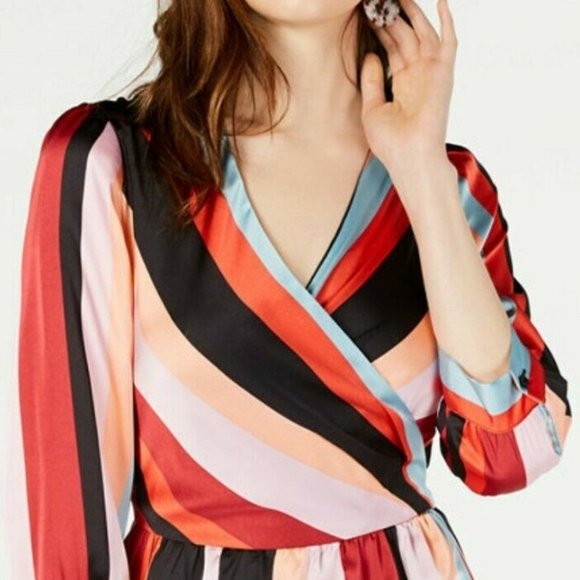 Bar III Multi - Color Striped Wrap Dress.  XS, S, M, L, XL - Picture 2 of 16